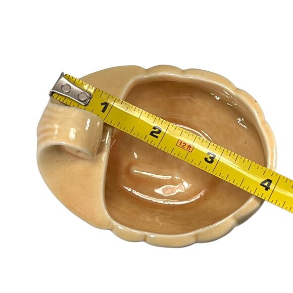 Vtg Ceramic Shell Trinket Dish Yellow Swirls USA MCM Pottery Coastal Decor - Picture 7 of 8